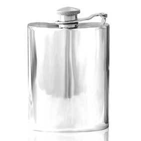 Plain Captive Top Pewter Hip Flask - 4 oz